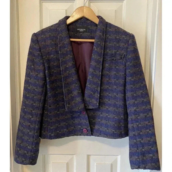 Westchester Jackets & Blazers - Westchester Sport (flaw) Vintage  Wool Tweed Cropped Blazer Sz M Academia Preppy